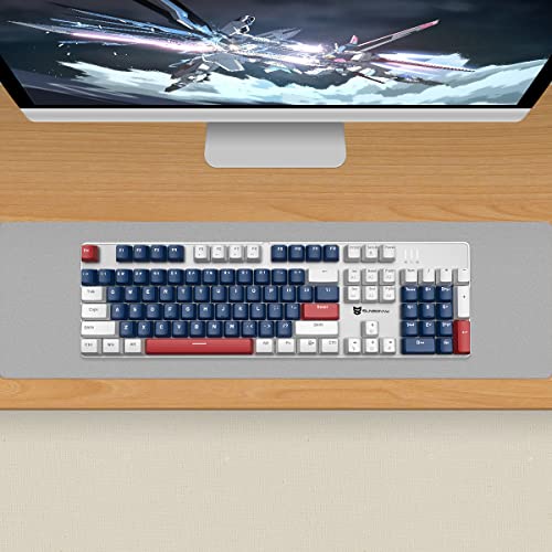 Image of 104 Keys Full Size Mechanical Gaming Keyboard | Red Switch Blue /White /Red Combo Color Computer Keyboards | 104 Keys US Layout Wired Mechanical PC Gaming Keyboard | Light Up Wired Clicky Keyboards