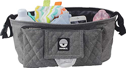 The Original Dooky - Caja organizadora de mamá para objetos y toallitas de bebé, universal, para cochecito, gris melange, 200 ml