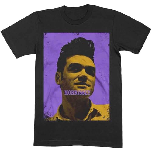 T-shirt Morrissey portrait jaune et violet haut homme blanc graphique