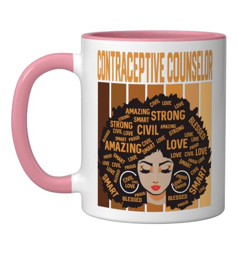Contraceptive Counselor Powerful Black History Month Pride Ceramic Mug, Pink/White