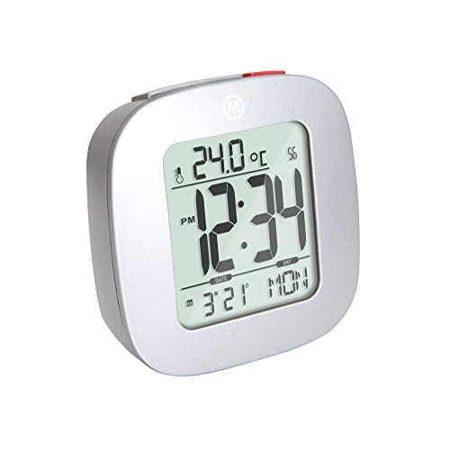MARATHON Compact Alarm Clock with Temperature and Date (White)