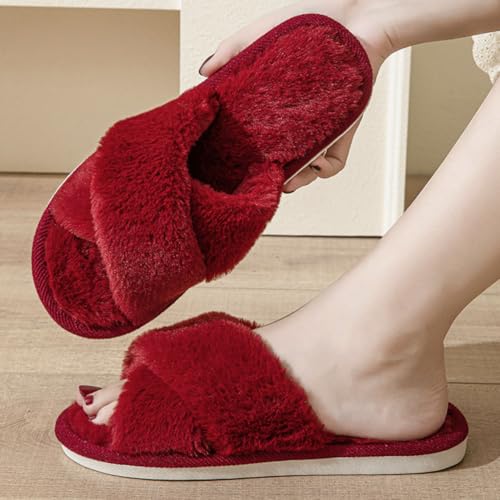 Womens Fuzzy Slippers Memory Foam Slippers Cozy Plush Home Slippers Open Toe House Shoes Indoor Outdoor Slide Slipper Home Shoes Indoor Slippers2