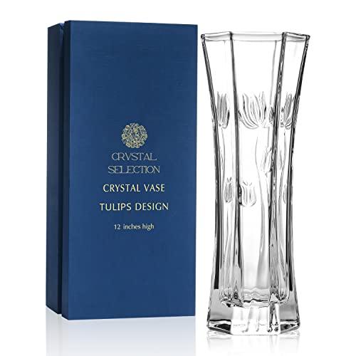CS-Crystal-Vase-12-inch-high-Tulip-Design-for-Flowers-Decor-Lovely-Nice-Shiny-Piece-Perfect-as-a-Gift-Suitable-for-All-Occasions CS Crystal Vase 12 inch high Tulip Design for Flowers Decor Lovely Nice Shiny Piece Perfect as a Gift Suitable for All Occasions