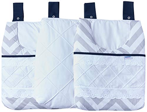 Biramar Baby Porta Fraldas 3 Pcs Bordado Ingles Brooklyn Chevron Cinza/Marinho Marinho
