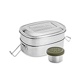 Seed & Sprout Stacker Stainless Steel Bento Food Container Plastic-Free Metal Lunch Box for Kids, Adults. A Zero Waste, Eco-friendly, Portion Control Lunchbox.