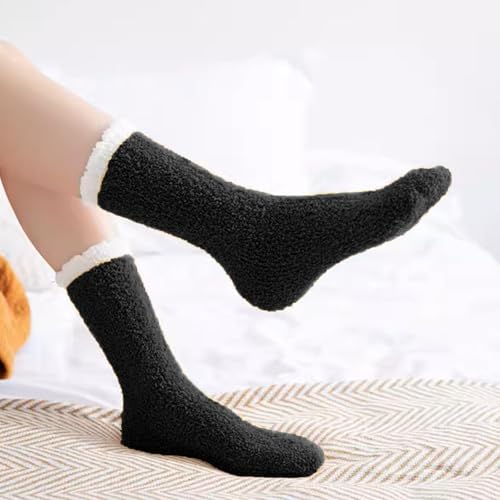Image of Josnown Fuzzy Socks for Women, Cozy Fluffy Slipper Sleep Socks 5 Pairs