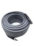 SYXQT Hybrid Air Hose 3/8-Inch x 100FT，Air Compressor Hose 300 PSI Heavy Duty, Lightweight, Kink Resistant, All-Weather Flexibility with 1/4-Inch Industrial Air Fittings and Bend Restrictors,Gray