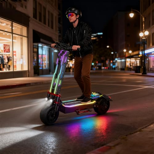 7000W Dual Moter Electric Scooter Adults, 60V 38Ah Battery Support 70Miles Range, Supplied Seats and Front Bag, Commuter Scooter with Foldable Function Eectric Scooters