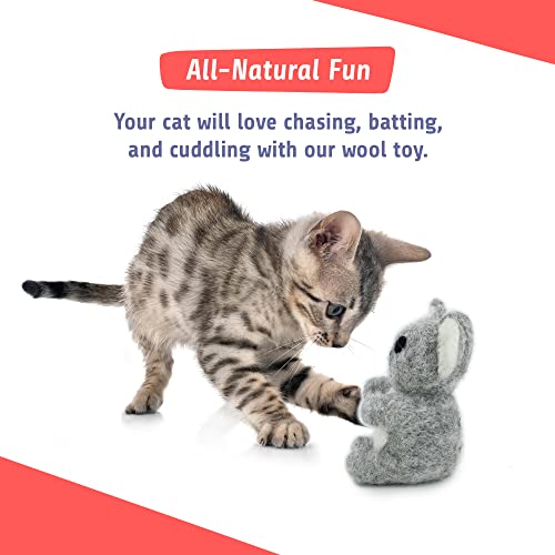 Purrz Hand-Made Natural Merino Wool Catnip Toy For Indoor Cats | Soft Kitten Toy For Self-Play | Hypoallergenic & Addictive | Bite Resistant Cat Mental Stimulation Toy |Cute & Plush | Koala #TOP7