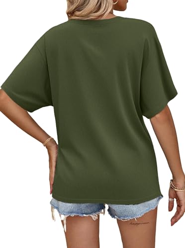 Image of Hilinker Womens Sexy Off The Shoulder Tops Short Batwing Sleeve T Shirt Oversized Casual Tee