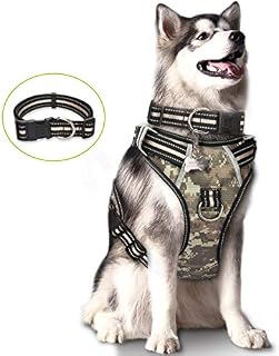 WINSEE Dog Harness No Pull, Pet Harnesses with Dog Collar, Camo, Adjustable Reflective