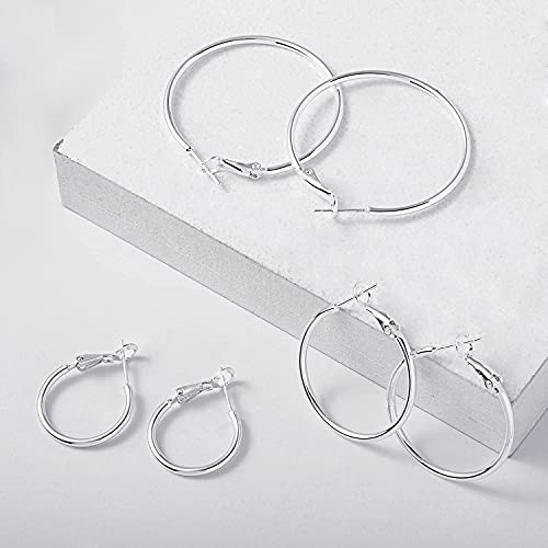 Image of DAILY VIBES Simple Big Thin Hoop Earrings for Women Trendy, 3 Pairs | 925 Sterling Silver Post Large Hoops, 14K Gold or Silver Plated Loop, Hypoallergenic Hoop Earrings Set