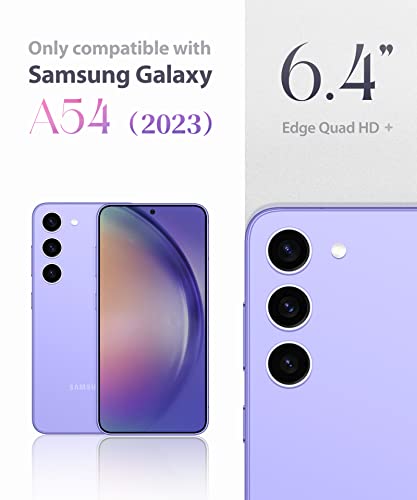 Guovlin For Samsung Galaxy A54 5G Case, [Screen Protector+Camera Lens Protector] Flower Shockproof Hard Back & Soft Edge Clear Floral Women Protective Phone Cover, 6.4-Inches 2023 (Alluring Purple) #TOP6