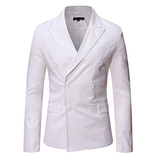 CFWL Chaqueta De Traje Cruzada Casual De Color SóLido para Hombre De Primavera Y OtoñO Militar Aviador para Chalecos Corte Camisa Manga Larga Chaqueta Reflectante Ropa De Ciclismo Blanco L Cover