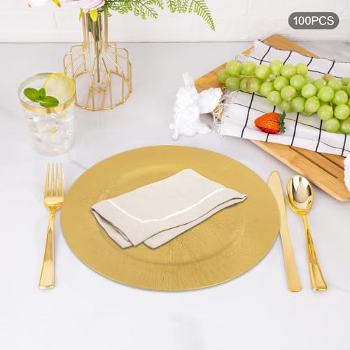 100 platos dorados de plástico 13 pulgadas para fiesta miniatura 3