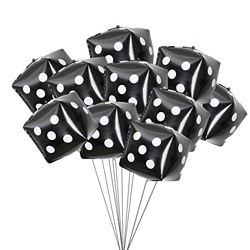 10 Pcs Cube Foil Balloons 12 Inches Square Dice Foil Balloon 4D Mylar Balloon For Party Decorations Party Supplies,Black #TOP18