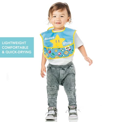 image for Bumkins Nintendo Bibs for Girl or Boy, SuperBib Baby and Toddler for 6