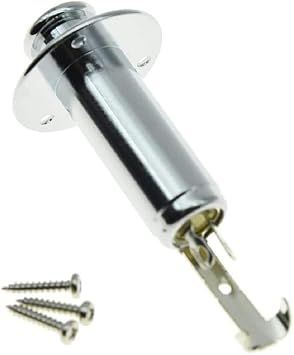 1/4" Acoustic Electric Guitar Bass Mono Endpin Output Jack Strap Button Jack Socket, Chrome