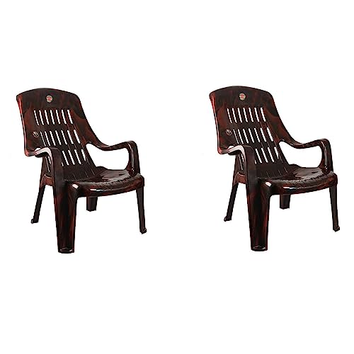 Image of Cello Comfort Relax Plastic Chair (Rosewood) - Set of 2 | Strong and Durable | Easy to Clean | Chair for Living Room, Bed Room, Kitchen, Office Room, Outdoor | 3 Years Warranty
