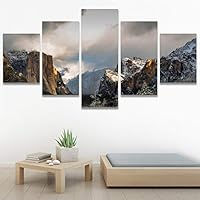 SIGNWIN 5 Panel Canvas Wall Art Mountainscape for Home Decorations Ready to Hang - 60