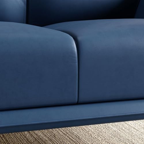 Image of LEGACY OF COMFORT Marcello Faux Leather 2-Seater Sofa - Elegant Seating Solution for Living Rooms, Hotels, and Offices (Blue)