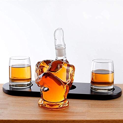 Karaf Set Wijn Accessoire Sets, Herbruikbare Middelvinger Vorm Whiskey Karaf Set 2 Drankglazen Thuis Keuken Karaffen… - Afbeelding 6