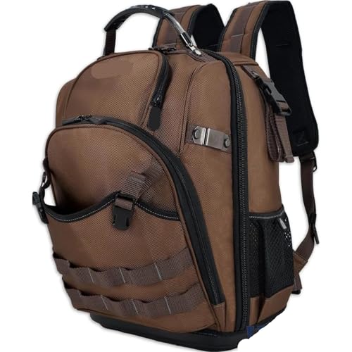 HUWOYG Electrician Backpack 70Pockets Hard-Based Tool Bag 45L Heavy-Duty Technician Backpack Comfortable Carryingan backpack, Tool backpack for construction For Construction