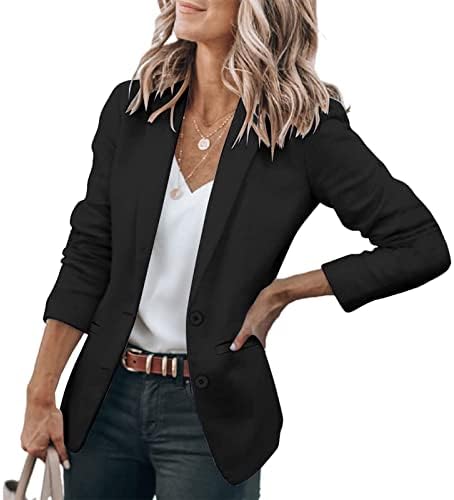 Micticsi Womens Blazers for Work Casual Open Front Long Sleeve Office Black Blazer Jackets with Pockets Medium