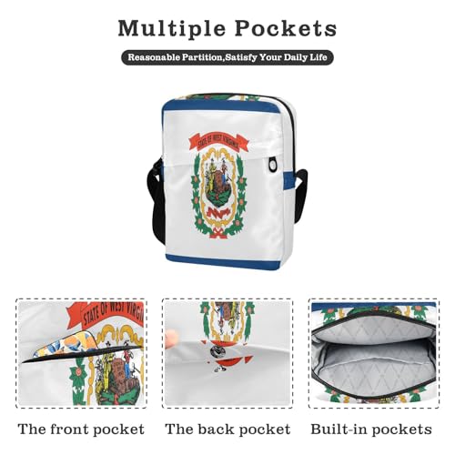 West Virginia State Flag Wv messenger bag for women mens crossbody bag small crossbody purse Adjustable Strap for outdoor sports business2