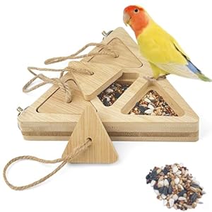 FlidRunest Wooden Bird Foraging Feeder, Interactive Foraging Toys for Parrots, Parrot Chewing Toy, Bird Perches Stand for Parrots, Cockatoo, African Grey, Macaws, Amazon