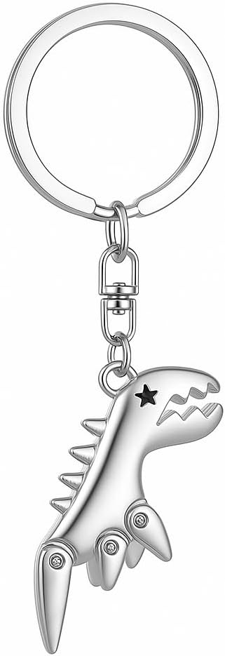 Dinosaur Keychain with Geometric Details and Rivet Joints,Cute Key Chain for Bag Charms Cool Keychains Gift for Women Men Young Adults and Dino Lovers Teens Boys