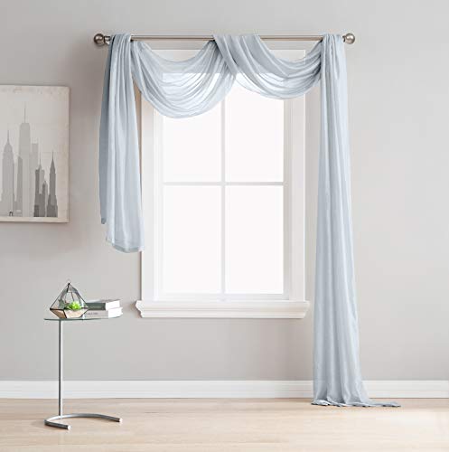 LinenZone Karina - Semi-Sheer Window Scarf (54" Width x 216" Length) - Elegant Home Decor Window Treatments - Add to Window Curtains for Enhanced Effect (1 Scarf 54" x 216", Ivory)