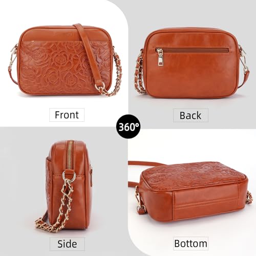 Image of Small Crossbody Bags for Women, Embossed Vegan Leather Crossbody Purses, Travel Shoulder Handbags with Strap