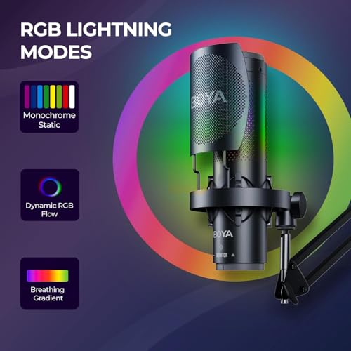 Image of BOYA K9 RGB USB Type C Microphone for YouTube | Gaming Set | Microphone for Recording | Gaming Mic for Pc | Condenser Mic with Desktop Stand Compatible with Windows and Mac Computers. (BOYA-K)