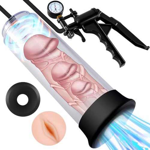 Vacuum Penis Pump Adult Toys - UTIMI Men Sex Toys for Enlargement Penis Pump Enlarger Device Male Enlarging Pump Extention with 1 Pcs Lifelike Vagina Sleeve Mens Cock Pumps