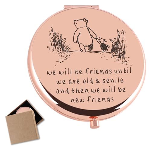 Cawnefil Friendship Gifts for Best Friends Rose Gold Compact Mirror Birthday Christmas Long Distance Graduation Gifts for Women Friends BFF Bestie Soul Sister