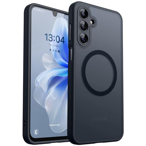 Image of CANSHN Designed for Samsung Galaxy A16-5G Case [Full Camera Protection] [Compatible with Magsafe] Translucent Matte Back Protective Phone Cover, Black