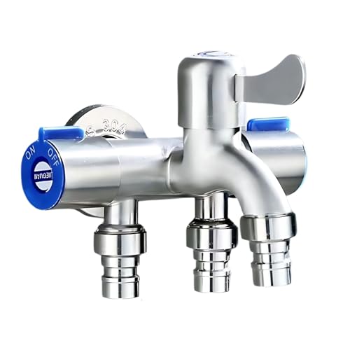 HAPPY SUGAR 3分岐 水道栓 洗濯機用 水栓 水道 蛇口 分岐 食洗機 外水栓 ホース シャワー スロップシンク 3口 (洗濯機取付 3口)