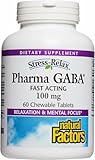 Stress-Relax Chewable Pharma GABA 100 mg by Natural Factors, Non-Drowsy Stress Support for Relaxation and Mental Focus, Tropical Fruit Flavor, 60 tablets (30 servings)