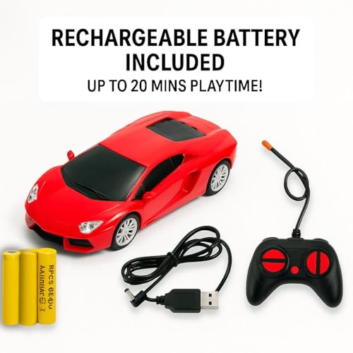 Image of SUPER TOY Remote Control Car for Boys 3-14 Year 1:24 High Speed Racing RC Car Rechargeable Toy for Kids with Charging Cable Birthday Gift Car, Orange