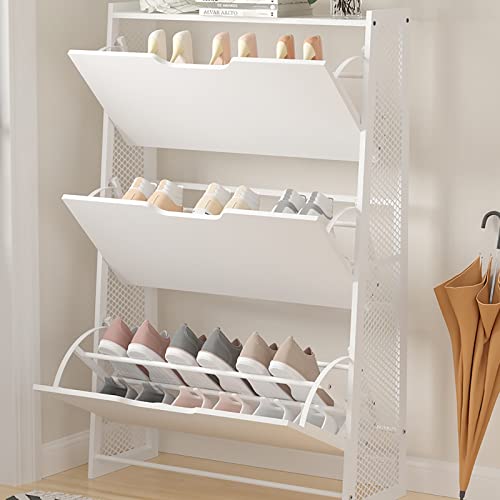 Meuble à chaussures blanc 3 tiroirs rabattables compact 50 cm - 7