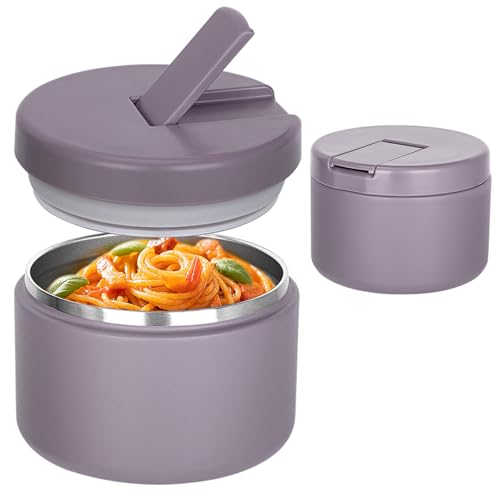 Image of Pawtong 12oz Insulated Vacuum Food Jar with Buckle Lid Wide Mouth Soup Thermo for Hot Food Kids Leakproof Stainless Steel Lunch Container