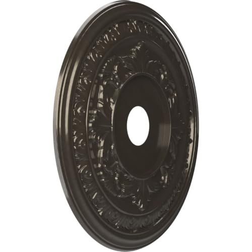 Image of Ekena Millwork CMP22BACCH Baltimore Thermoformed PVC Ceiling Medallion (Fits Canopies up to 7 3 /4 inch), 22 inchOD x 3 1 /2 inchID x 1 inchP, Metallic Charcoal