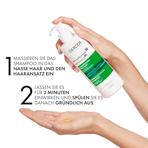 VICHY Anti-Schuppen-Shampoo, Für normales bis fettiges Haar, Juckreiz-mildernd und hydratisierend, Mit Salicylsäure, Selendisulfid und Vitamin E, Dercos Advanced Action Anti-Schuppen, 390 ml