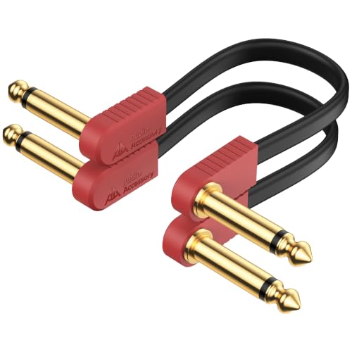 Image of AA AUDIO ACCESSORY Kevlar Reinforced Guitar Patch Cables 4 Inch 2-Pack, Built-to-Last, Noise-Free Quad-Layer Shielded, Gold-Plated Flat Ribbon Guitar Pedal Cables for BOSS, MXR, EBS, Behringer Pedal