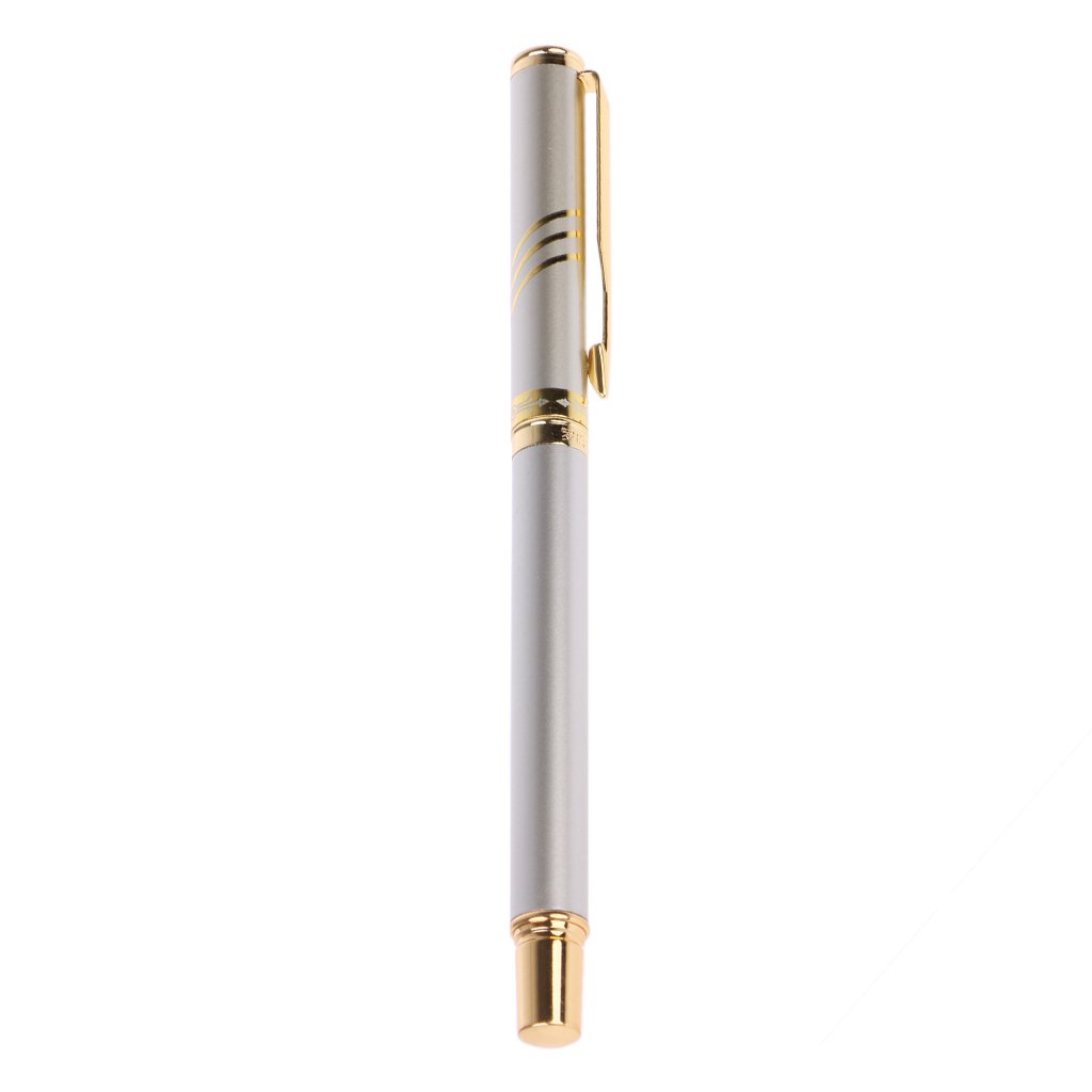 Stylo à Bille Métal GUMEI Avec Chaîne Sécurisée - Base Adhésive Pour Bureau - Encre Noire 0.5mm