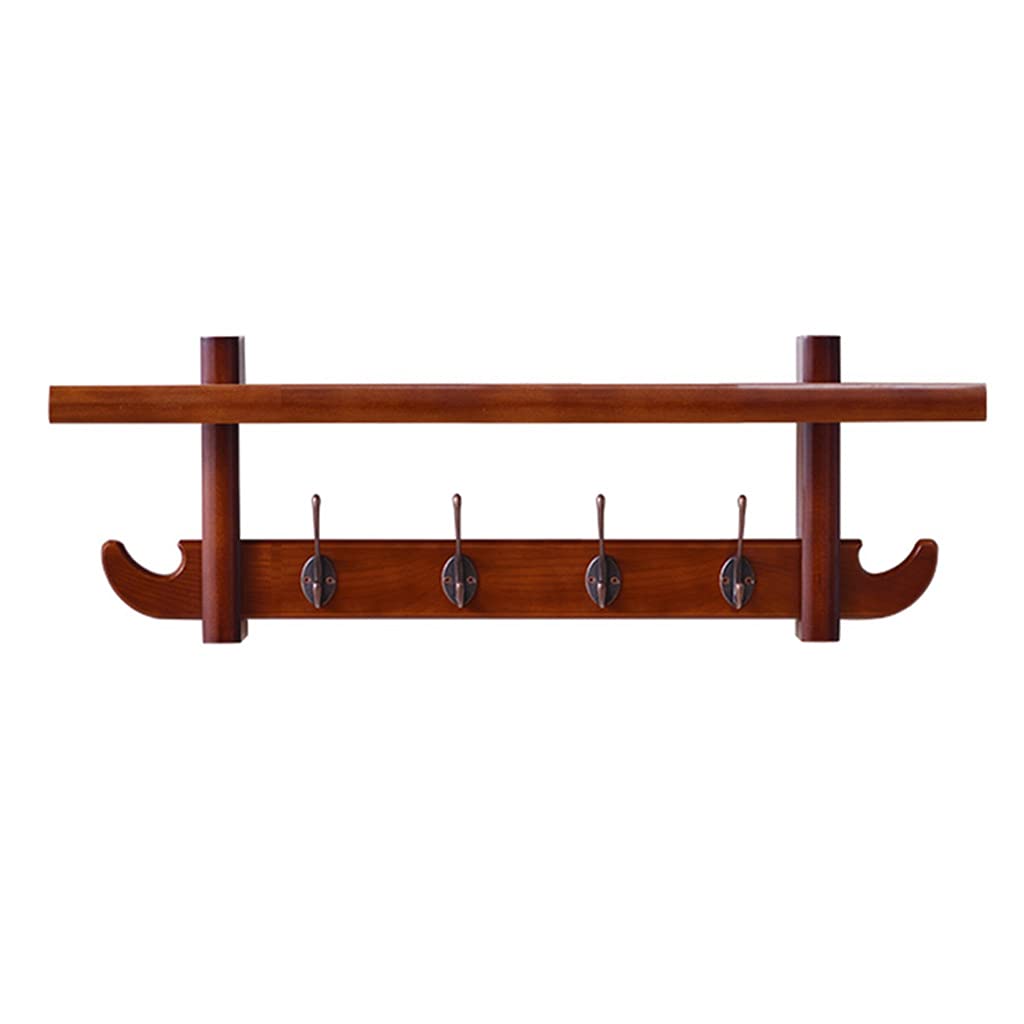 SAeWare Appendiabiti da parete in legno rustico con ganci, marrone mensola da ingresso con ganci appendiabiti per fango, camera da letto, cucina, bagno, cappelli, cappotti, sciarpe, 69 cm, 69 cm