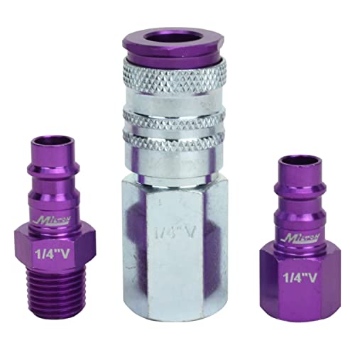Milton S-303VKIT HIGHFLOWPRO Coupler & Plug Kit V-Style 1/4 NPT Purple - 3 Pieces