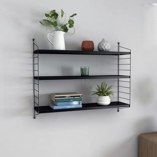 [en.casa] Étagères Murales Meuble de Rangement Flottant à 3 Niveaux avec Cadre Stable Style Industriel Élégant pour Cuisine Salon Chambre Salle de Bains...