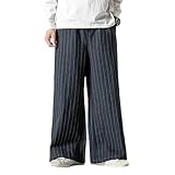 Pantalones Anchos de Raya diplomática para Hombre, Pantalones Casuales de Verano, Plisados ​​con Cintura elástica, Holgados Moda, Azul Marino, Talla Grande